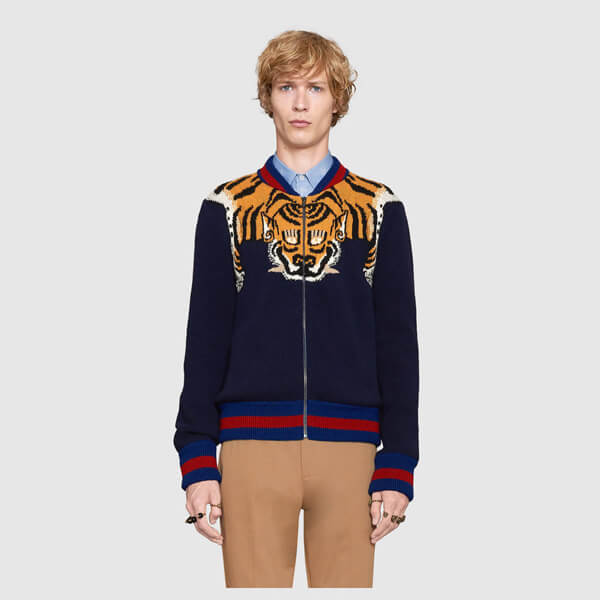 2017Cruise グッチスーパーコピー ＧＵＣＣＩ ｔｉｇｅｒ ニットブルゾン